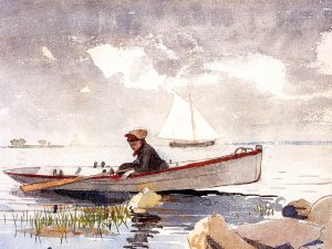 Main Product Photo of A Girl in a Punt Painting by Winslow Homer