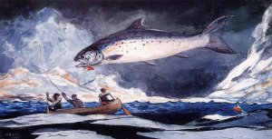 A Good Pool, Saguenay River by Winslow Homer Oil Painting Reproduction