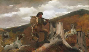 A Huntsman and Dogs by Oil Painting Reproduction