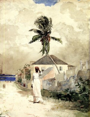 Main Product Photo of Along the Road, Bahamas Painting by Winslow Homer