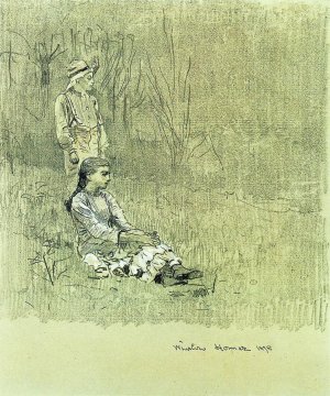 Boy and Girl in a Landscape by Winslow Homer Oil Painting Reproduction