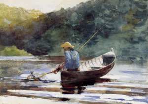 Main Product Photo of Boy Fishing Painting by Winslow Homer