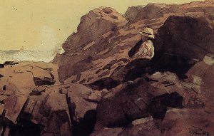 Main Product Photo of Boy on the Rocks Painting by Winslow Homer