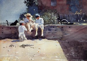 Boys and Kitten by Winslow Homer Oil Painting Reproduction