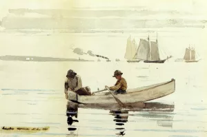 Boys Fishing, Gloucester Harbor by Winslow Homer - Hand-Painted Oil Painting Reproduction