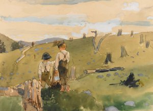 Main Product Photo of Boys On A Hillside Painting by Winslow Homer