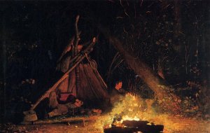 Main Product Photo of Camp Fire Painting by Winslow Homer