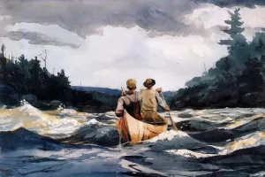 Canoe in the Rapids by Winslow Homer - Hand-Painted Oil Painting Reproduction