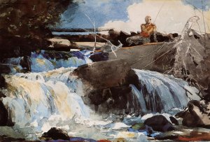 Main Product Photo of Casting in the Falls Painting by Winslow Homer