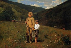 Main Product Photo of Crossing the Pasture Painting by Winslow Homer