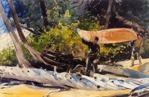 Main Product Photo of End of the Portage Painting by Winslow Homer