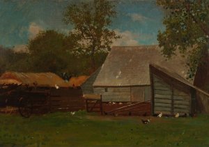 Farmyard with Ducks and Chickens by Oil Painting Reproduction