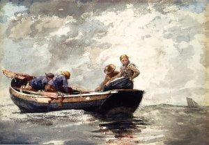 Main Product Photo of Fisher Folk in Dory Painting by Winslow Homer