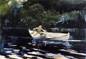 Main Product Photo of Fishing in the Adirondacks Painting by Winslow Homer