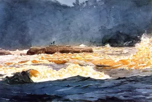 Fishing the Rapids, Saguenay by Winslow Homer - Hand-Painted Oil Painting Reproduction
