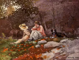 Flock of Sheep, Houghton Farm by Winslow Homer - Hand-Painted Oil Painting Reproduction