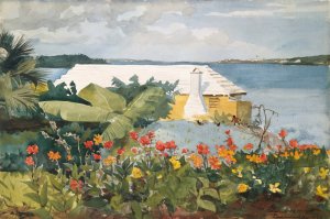 Main Product Photo of Flower Garden and Bungalow, Bermuda Painting by Winslow Homer