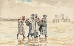 Main Product Photo of Four Fishwives on the Beach Painting by Winslow Homer