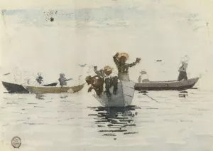 Four Rowboats with Children by Winslow Homer Oil Painting Reproduction