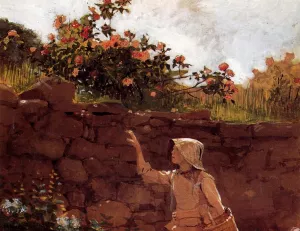 Girl in a Garden by Winslow Homer Oil Painting Reproduction
