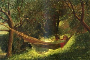 Main Product Photo of Girl in a Hammock Painting by Winslow Homer