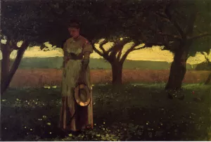 Girl in the Orchard by Winslow Homer Oil Painting Reproduction