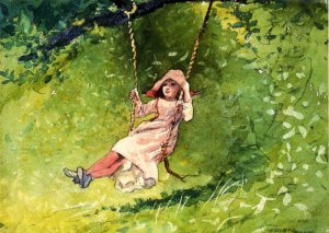 Main Product Photo of Girl on a Swing Painting by Winslow Homer