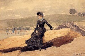 Main Product Photo of Girl on Beach Painting by Winslow Homer