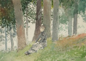 Main Product Photo of Girl Seated In A Grove Painting by Winslow Homer