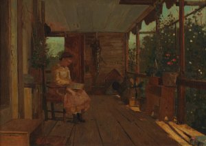 Main Product Photo of Girl Shelling Peas Painting by Winslow Homer