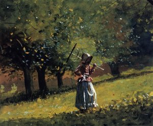 Girl with a Hay Rake by Winslow Homer Oil Painting Reproduction