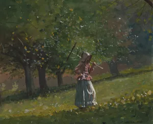 Girl with Hay Rake by Winslow Homer - Hand-Painted Oil Painting Reproduction