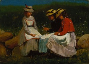 Main Product Photo of Girls in a Landscape Painting by Winslow Homer