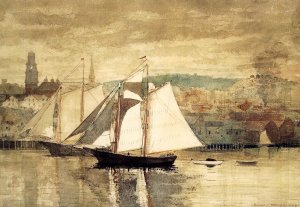 Main Product Photo of Gloucester Schooners and Sloop Painting by Winslow Homer