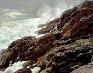 Main Product Photo of High Cliff, Coast of Maine Painting by Winslow Homer