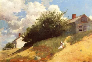 Houses on a Hill by Winslow Homer - Hand-Painted Oil Painting Reproduction
