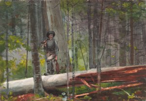 Main Product Photo of Hunter in the Adirondacks Painting by Winslow Homer
