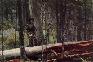 Main Product Photo of Hunter in the Adirondacks Painting by Winslow Homer