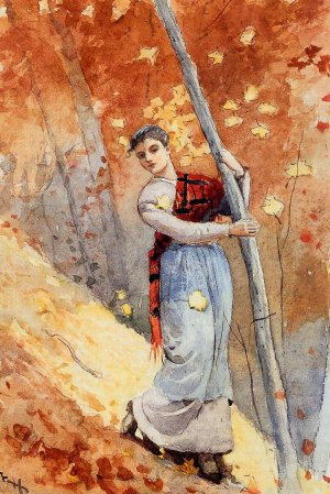 In Autumn Woods by Winslow Homer Oil Painting Reproduction