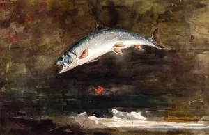 Jumping Trout by Oil Painting Reproduction