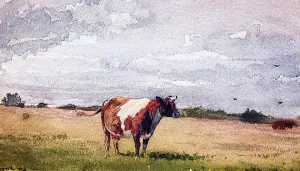 Landscape with Cow by Winslow Homer - Hand-Painted Oil Painting Reproduction