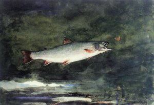 Main Product Photo of Leaping Trout Painting by Winslow Homer
