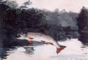 Main Product Photo of Leaping Trout Painting by Winslow Homer