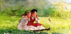 Listenning to the Birds by Oil Painting Reproduction