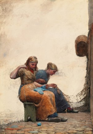 Main Product Photo of Mending the Nets Painting by Winslow Homer