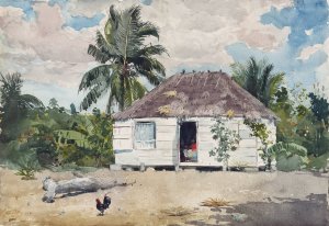 Main Product Photo of Native Hut at Nassau Painting by Winslow Homer