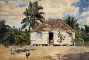 Main Product Photo of Native Huts, Nassau Painting by Winslow Homer
