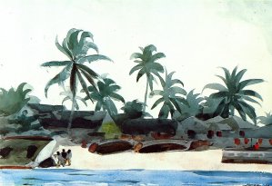 Main Product Photo of Negro Cabins and Palms Painting by Winslow Homer