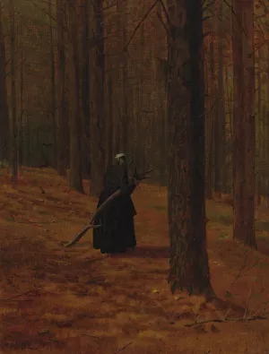 Old Woman Gathering Faggots by Winslow Homer - Hand-Painted Oil Painting Reproduction