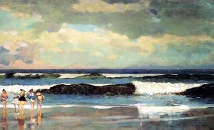 On the Beach also known as On the Beach, Long Branch, New Jersey by Winslow Homer - Hand-Painted Oil Painting Reproduction